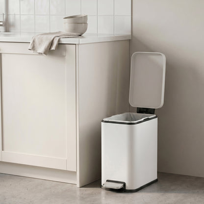 Bathroom Pedal Bin, Soft Close Steel Bin, Slim Design for Bathroom, 10L Capacity, White - image 5
