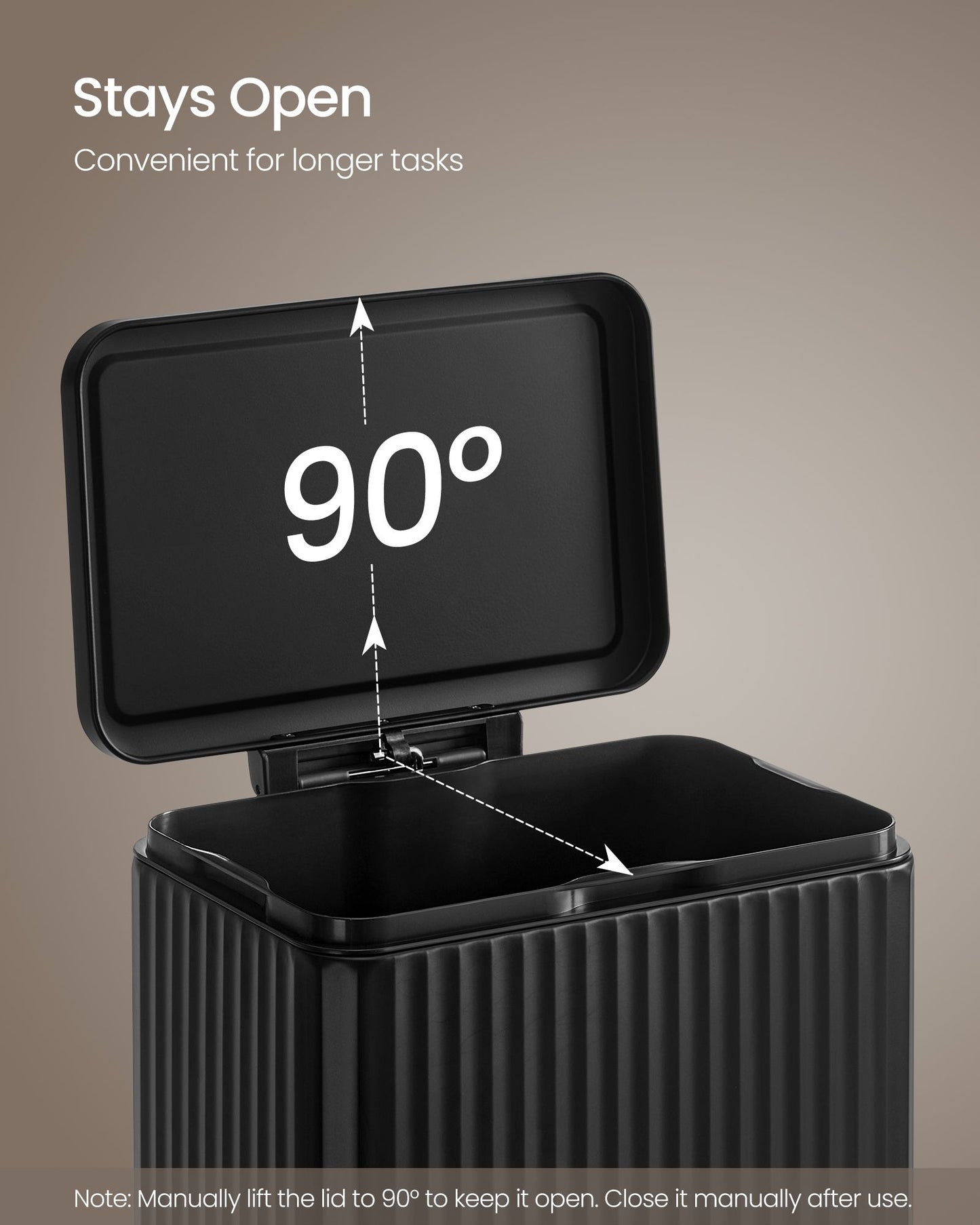 Trash Can, 13 Gallon (50 L) Garbage Can for Kitchen - HWLEXTRA 