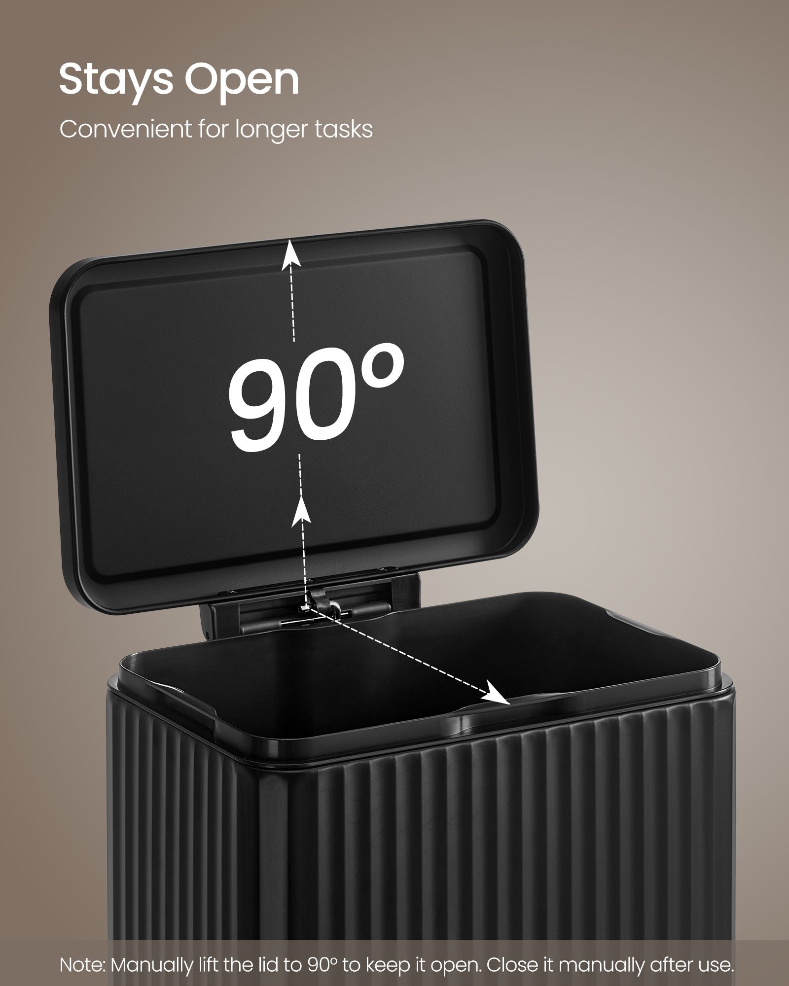 Trash Can, 13 Gallon (50 L) Garbage Can for Kitchen - HWLEXTRA 
