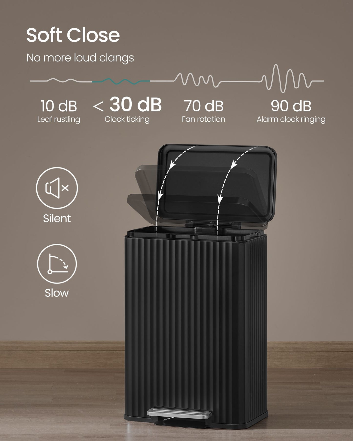Trash Can, 13 Gallon (50 L) Garbage Can for Kitchen - HWLEXTRA 