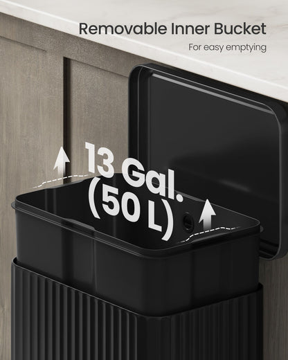 Trash Can, 13 Gallon (50 L) Garbage Can for Kitchen - HWLEXTRA 