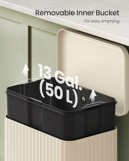 Trash Can, 13 Gallon (50 L) Garbage Can for Kitchen - HWLEXTRA 