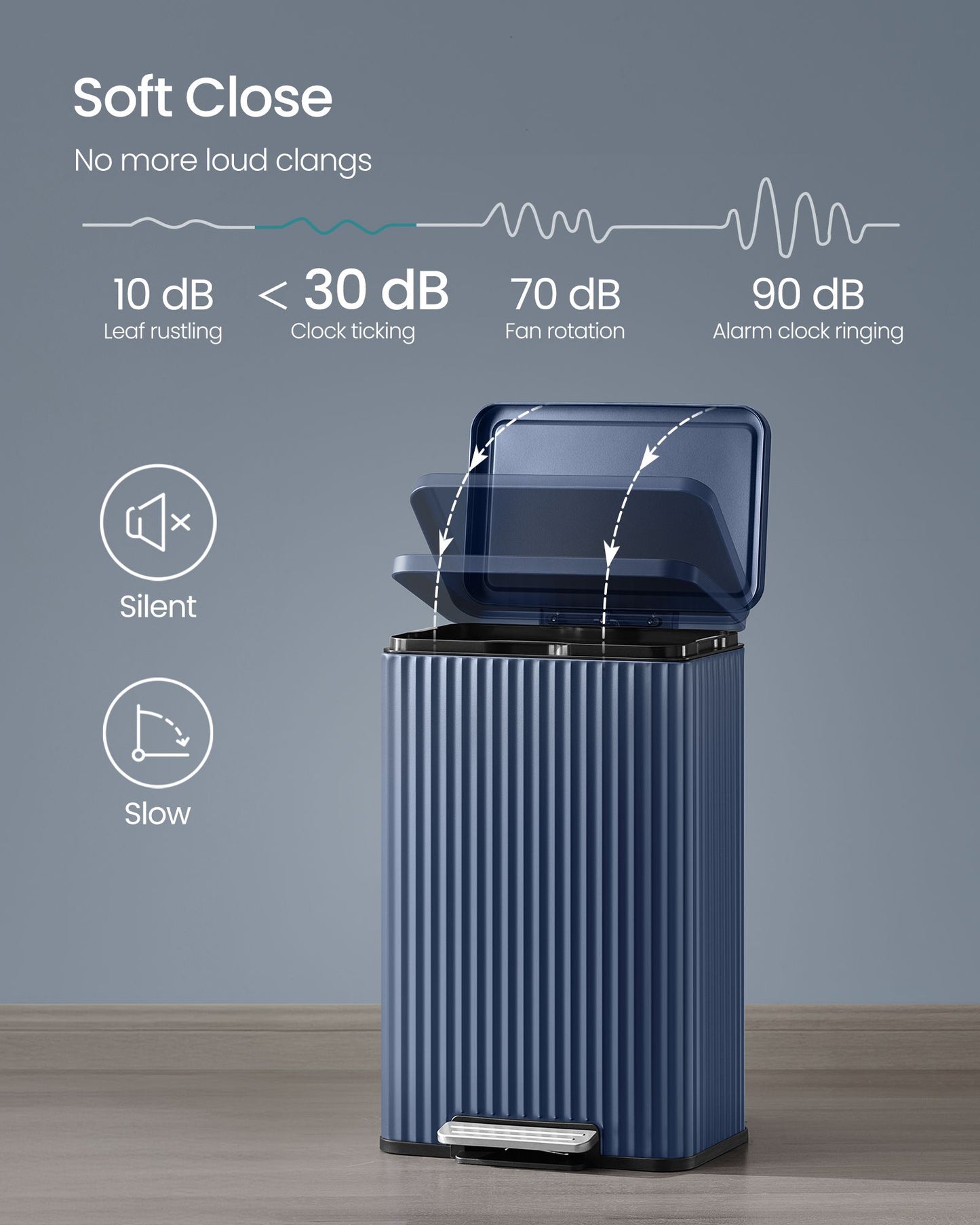 Trash Can, 13 Gallon (50 L) Garbage Can for Kitchen