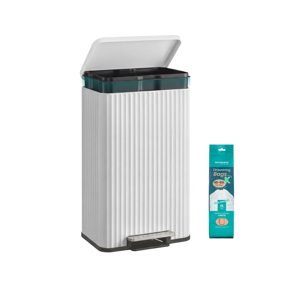 Waste Bin with Pedal, Soft-Close Lid and Removable Inner Bucket Cloud White