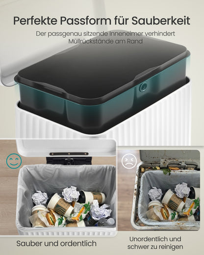 Waste Bin with Pedal, Soft-Close Lid and Removable Inner Bucket Cloud White