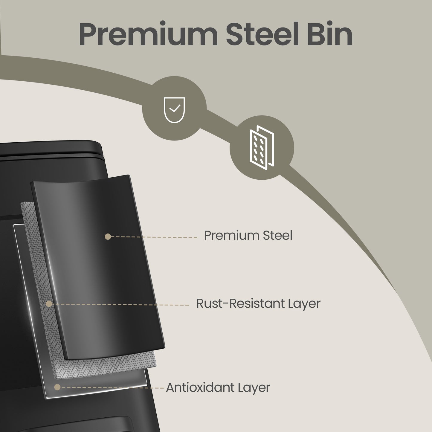 Trash Bin, Kitchen Bin, Steel Pedal - image 7