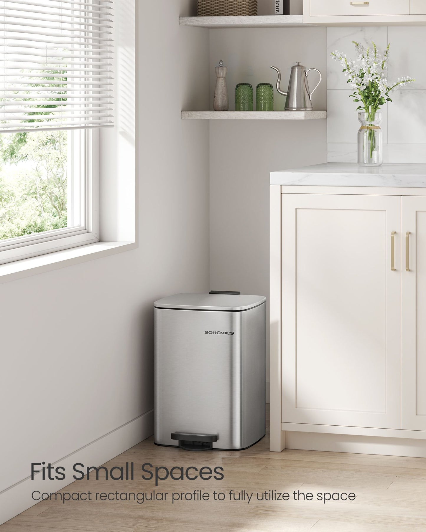 Stainless Trash Can 5.2-Gallon (20 L) with Inner Bucket