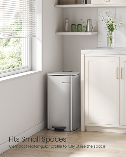 Stainless Steel Trash Can 8-Gallon (30 L) with Inner Bucket