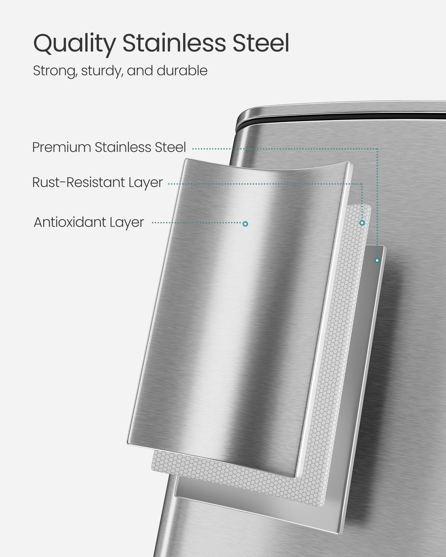 Stainless Steel Trash Can 8-Gallon (30 L) with Inner Bucket