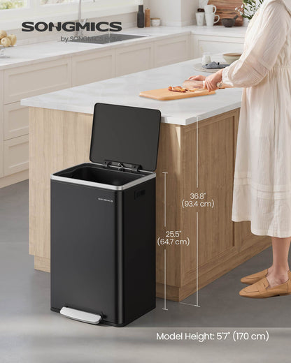 13-Gallon Trash Can with Soft-Close Lid - HWLEXTRA 
