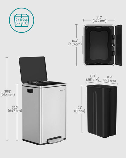 13-Gallon Trash Can with Soft-Close Lid - HWLEXTRA 