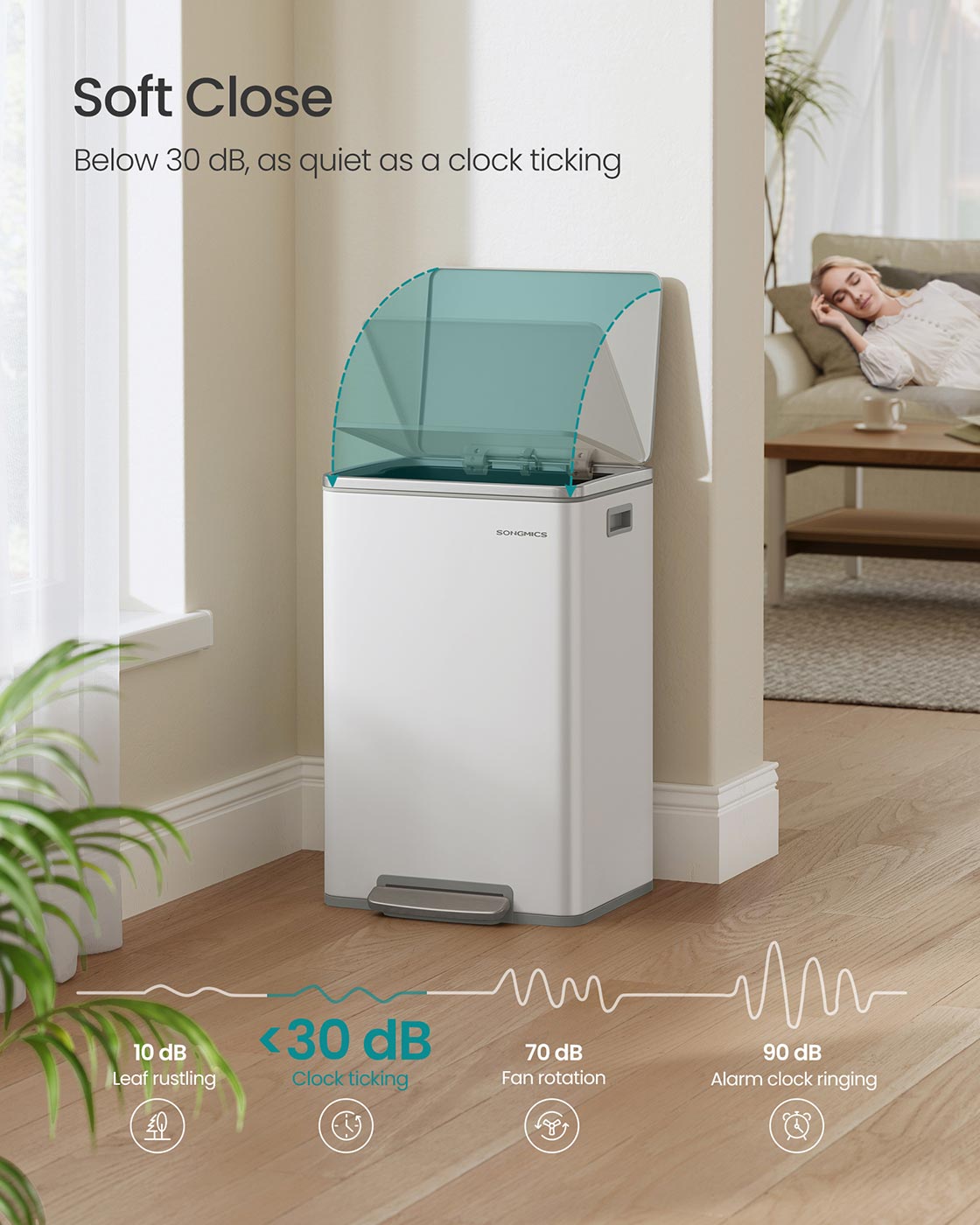 Kitchen Bin 50 L with 15 Bin Bags Stainless Steel Ink Black - image 20
