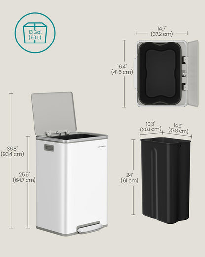 Kitchen Bin 50 L with 15 Bin Bags Stainless Steel Ink Black - image 24