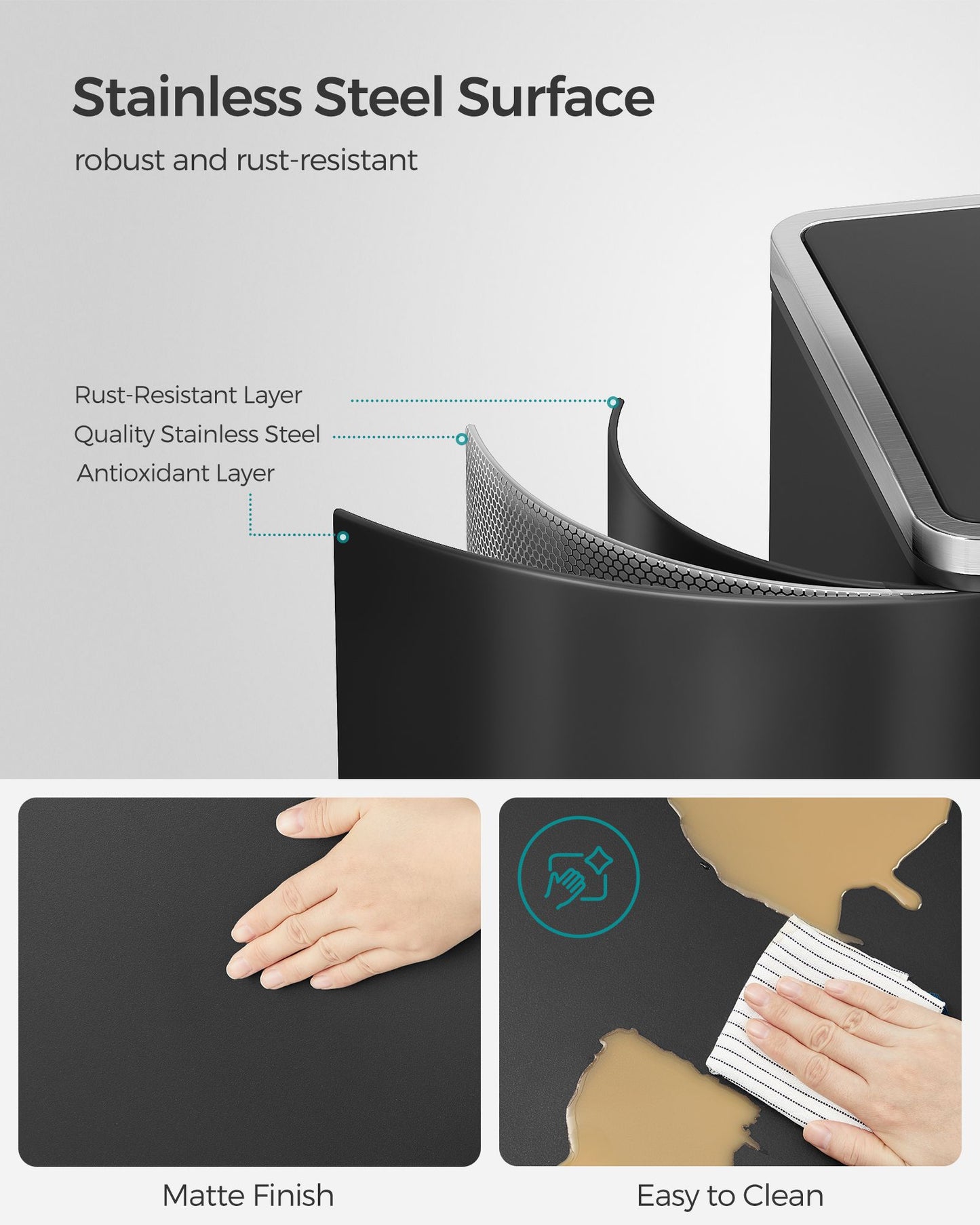Trash Can with 2 Compartments, 2 x 8-Gallon Double GarbageCan, Trash Bin with Lids - HWLEXTRA 