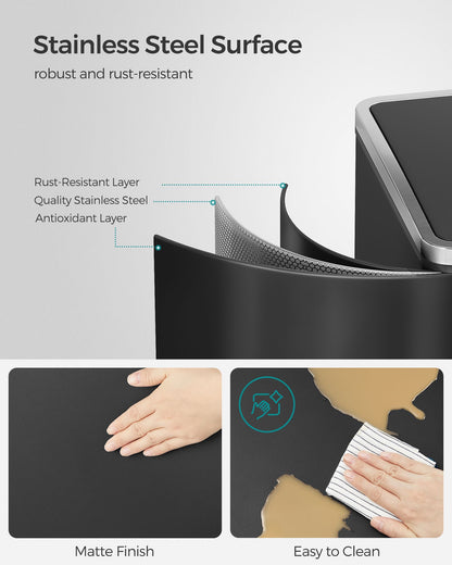 Trash Can with 2 Compartments, 2 x 8-Gallon Double GarbageCan, Trash Bin with Lids - HWLEXTRA 