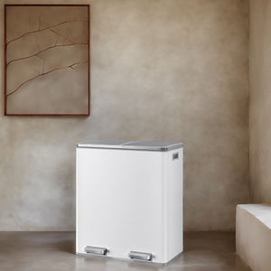 Trash Can with 2 Compartments, 2 x 8-Gallon Double GarbageCan, Trash Bin with Lids - HWLEXTRA 