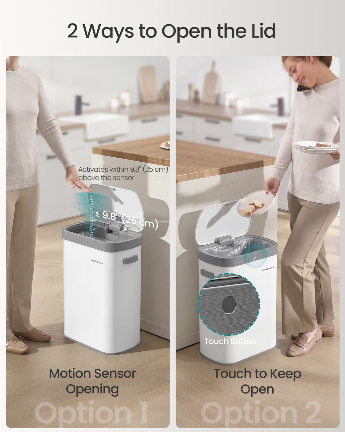 Motion sensor kitchen bin with automatic opening and soft close lid - image 18