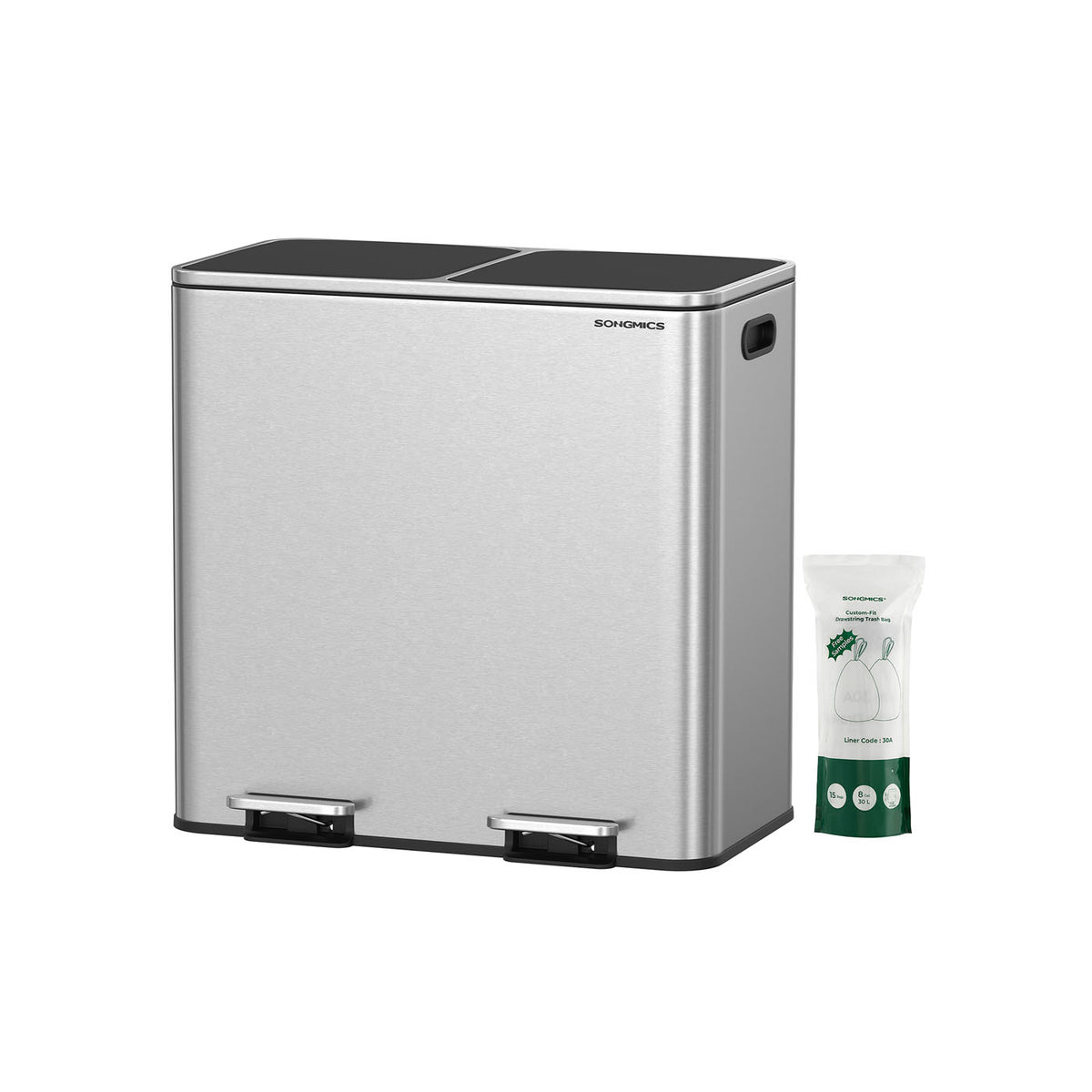 2 x 10.6 Gallon (2 x 40 L) Trash Can for Kitchen - HWLEXTRA 