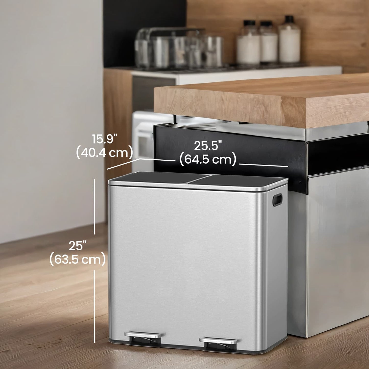 2 x 10.6 Gallon (2 x 40 L) Trash Can for Kitchen