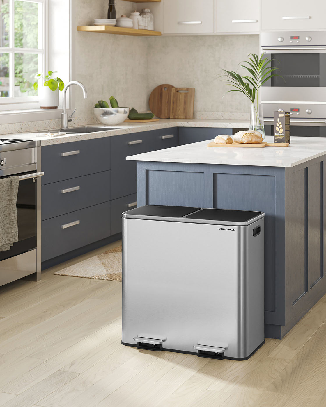 2 x 10.6 Gallon (2 x 40 L) Trash Can for Kitchen - HWLEXTRA 