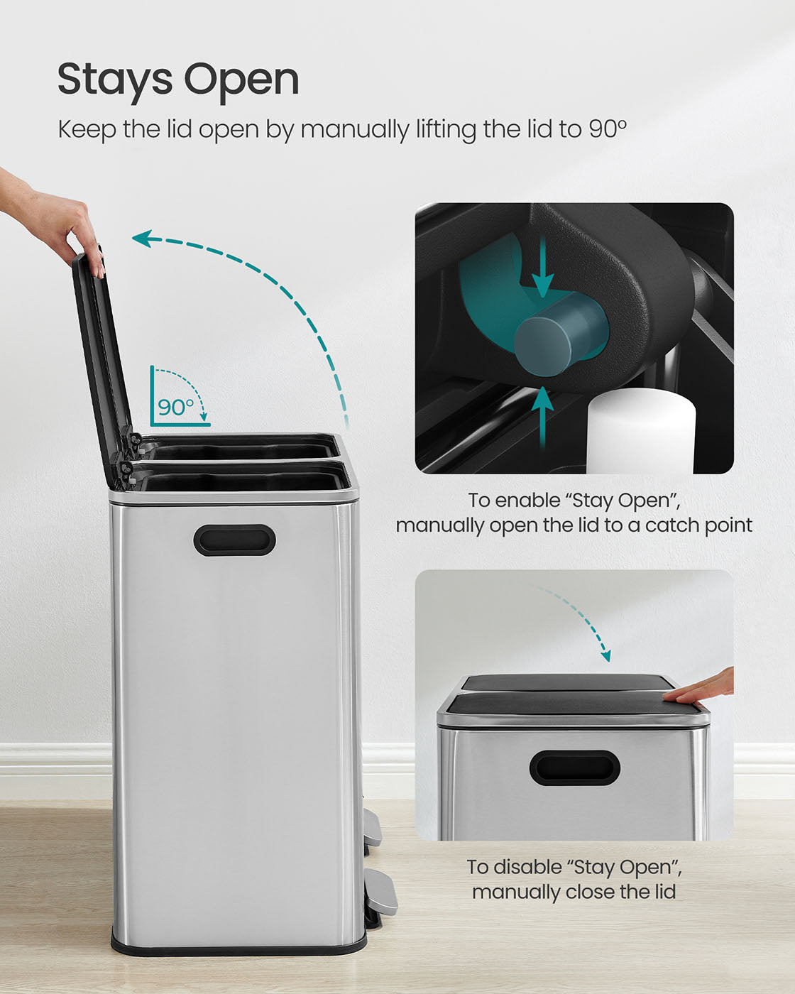 2 x 10.6 Gallon (2 x 40 L) Trash Can for Kitchen - HWLEXTRA 