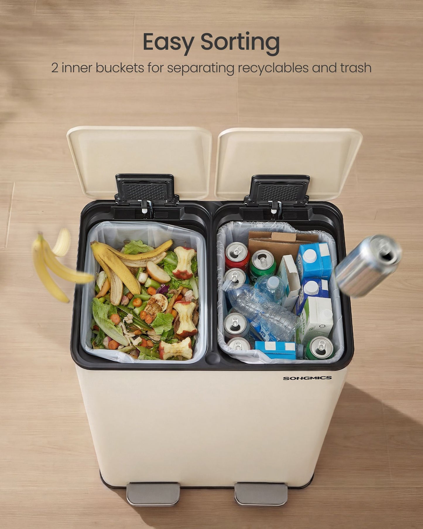 60L Dual Compartment Pedal Bin with Soft-Close Lid, 2 x 30L, Black - image 35