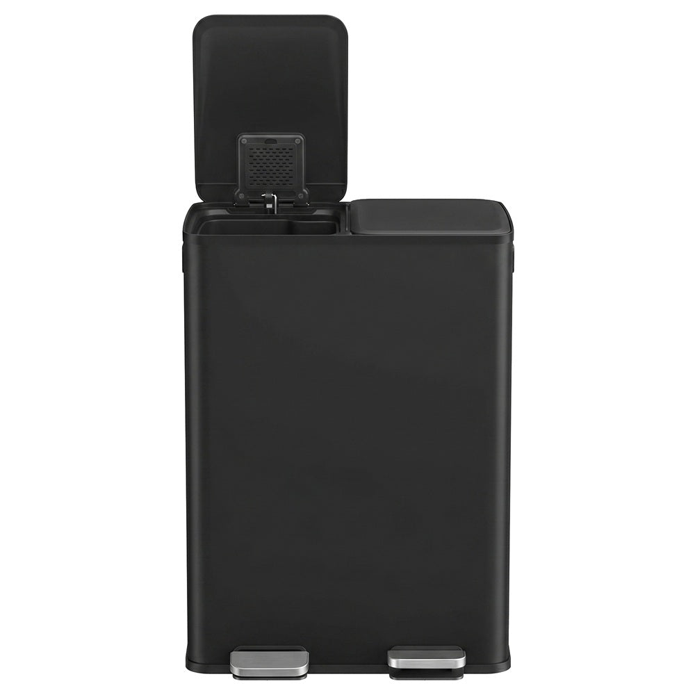 60L Dual Compartment Pedal Bin with Soft-Close Lid, 2 x 30L, Black - image 1