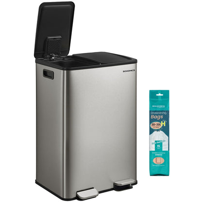60L Dual Compartment Pedal Bin with Soft-Close Lid, 2 x 30L, Black - image 23