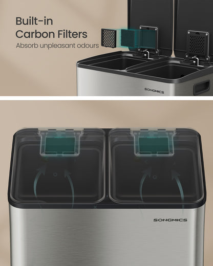 60L Dual Compartment Pedal Bin with Soft-Close Lid, 2 x 30L, Black - image 26
