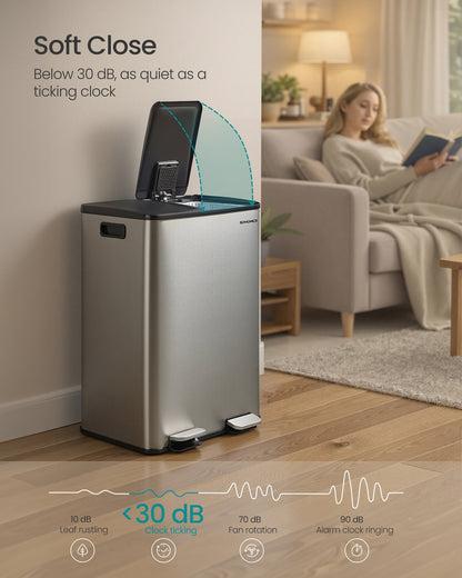60L Dual Compartment Pedal Bin with Soft-Close Lid, 2 x 30L, Black - image 28