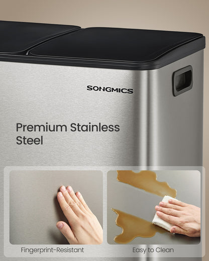 60L Dual Compartment Pedal Bin with Soft-Close Lid, 2 x 30L, Black - image 30