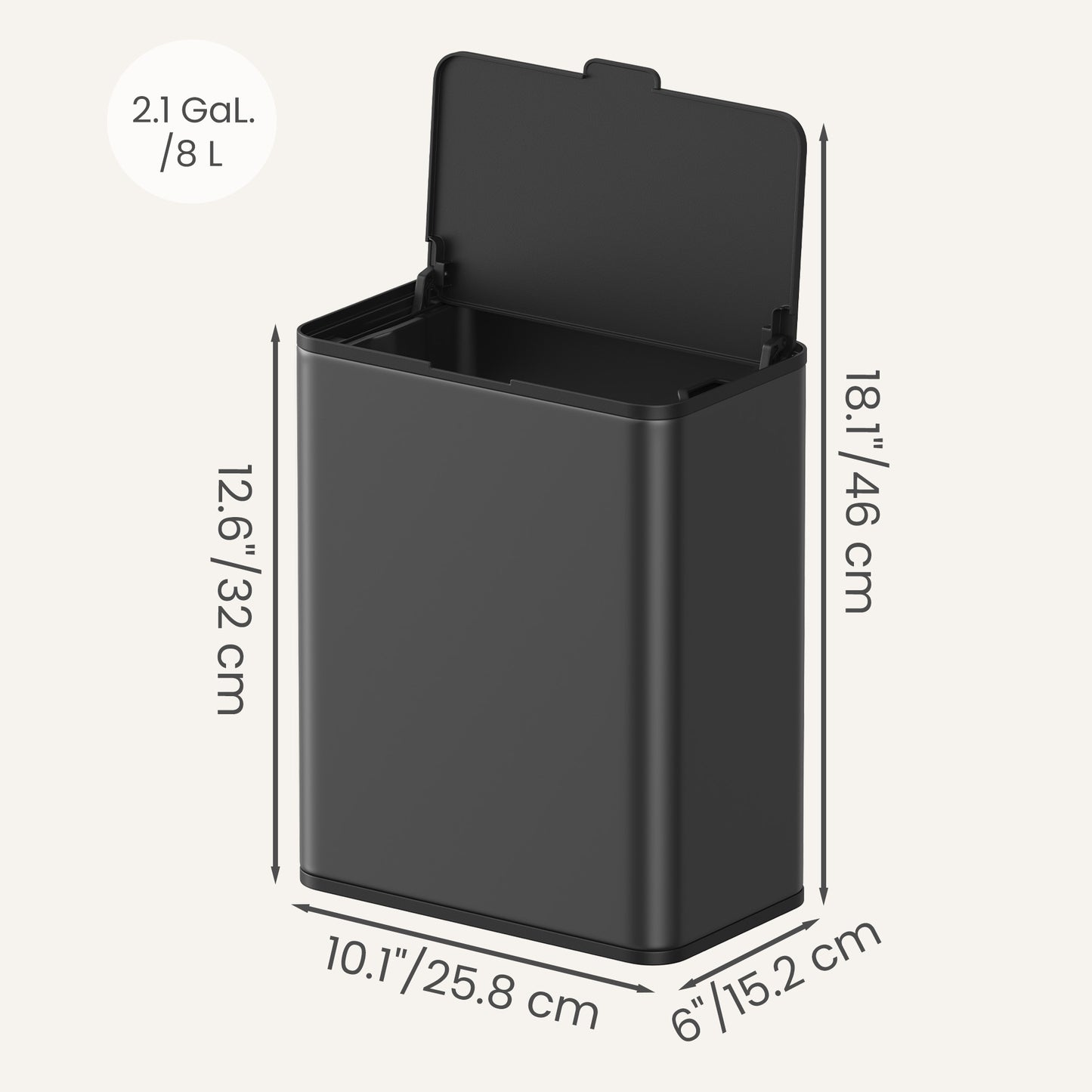 2.1-Gallon, 8 L Hanging Kitchen Trash Can with Lid, Cupboard Door Hanging or Wall-Mounted - image 11
