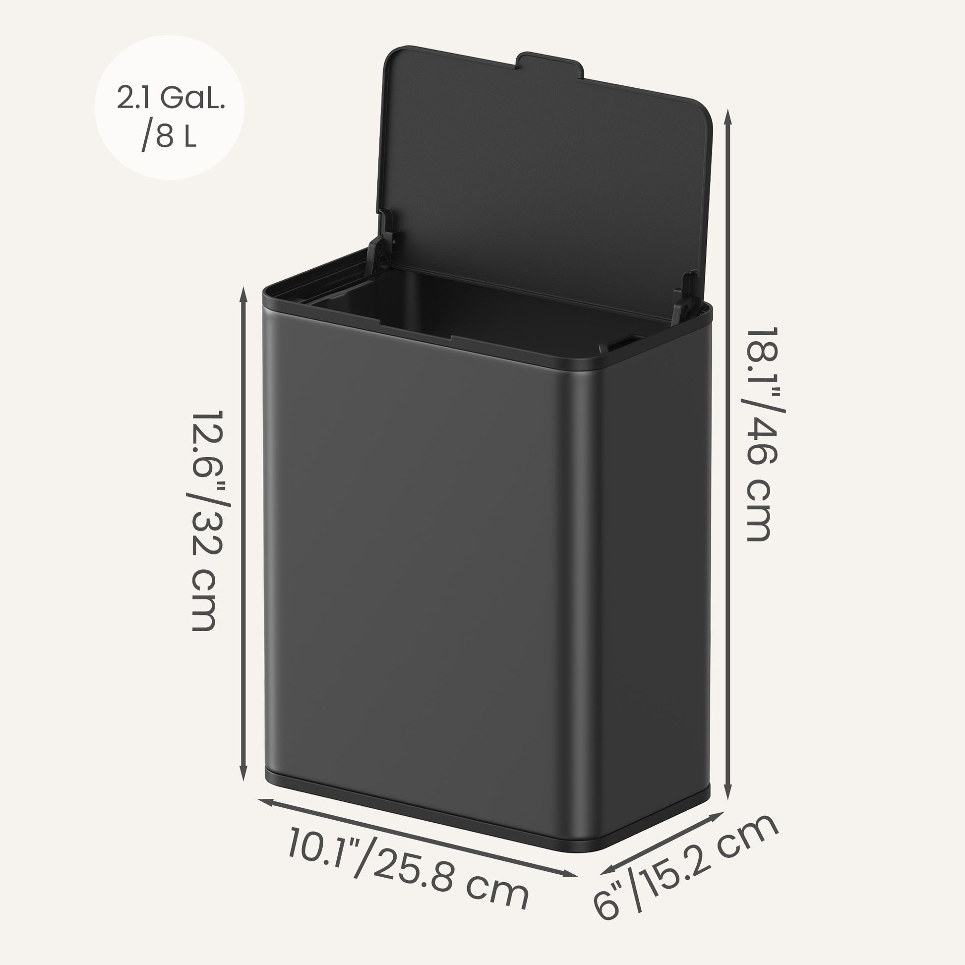 2.1-Gallon, 8 L Hanging Kitchen Trash Can with Lid, Cupboard Door Hanging or Wall-Mounted - image 11