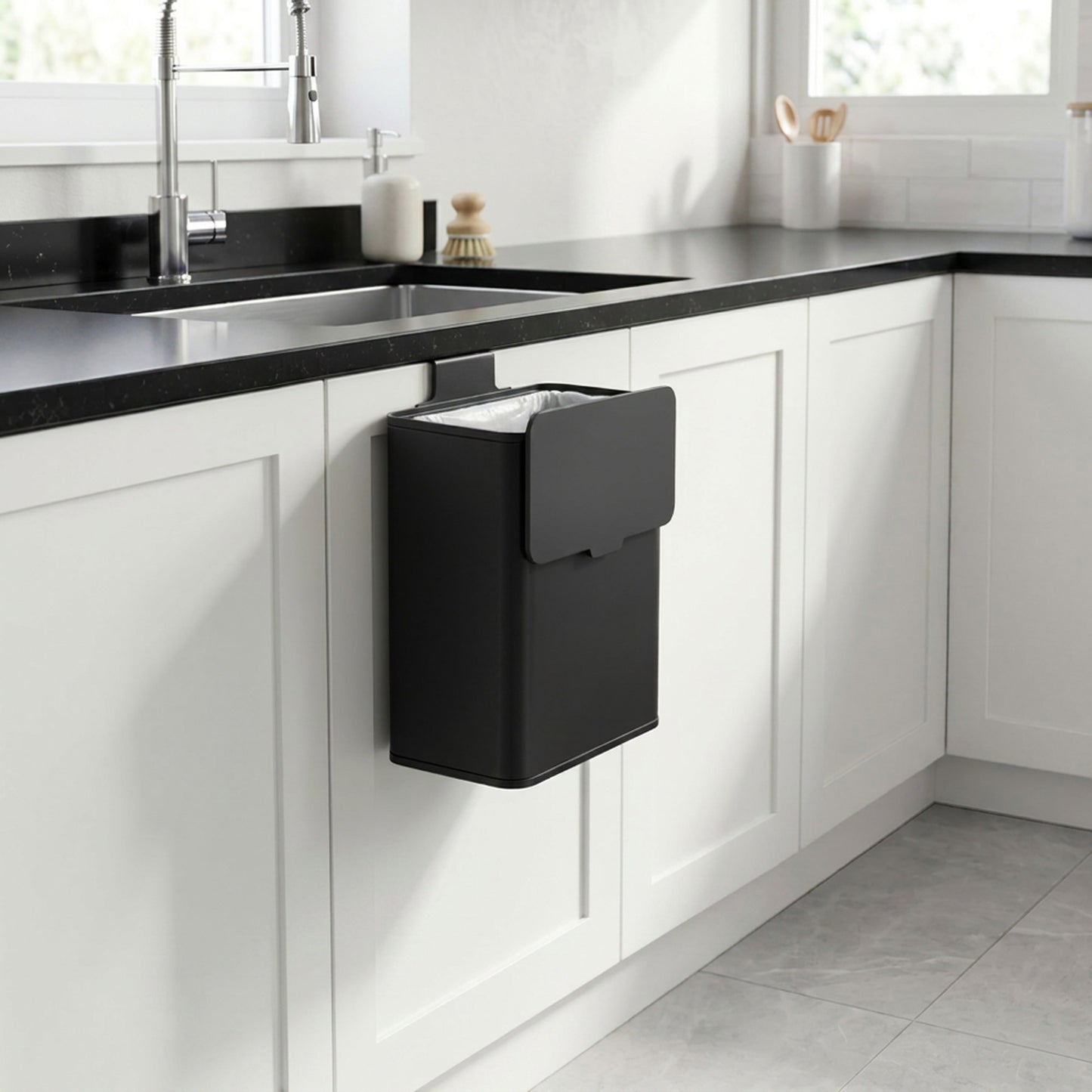 2.1-Gallon, 8 L Hanging Kitchen Trash Can with Lid, Cupboard Door Hanging or Wall-Mounted - image 12
