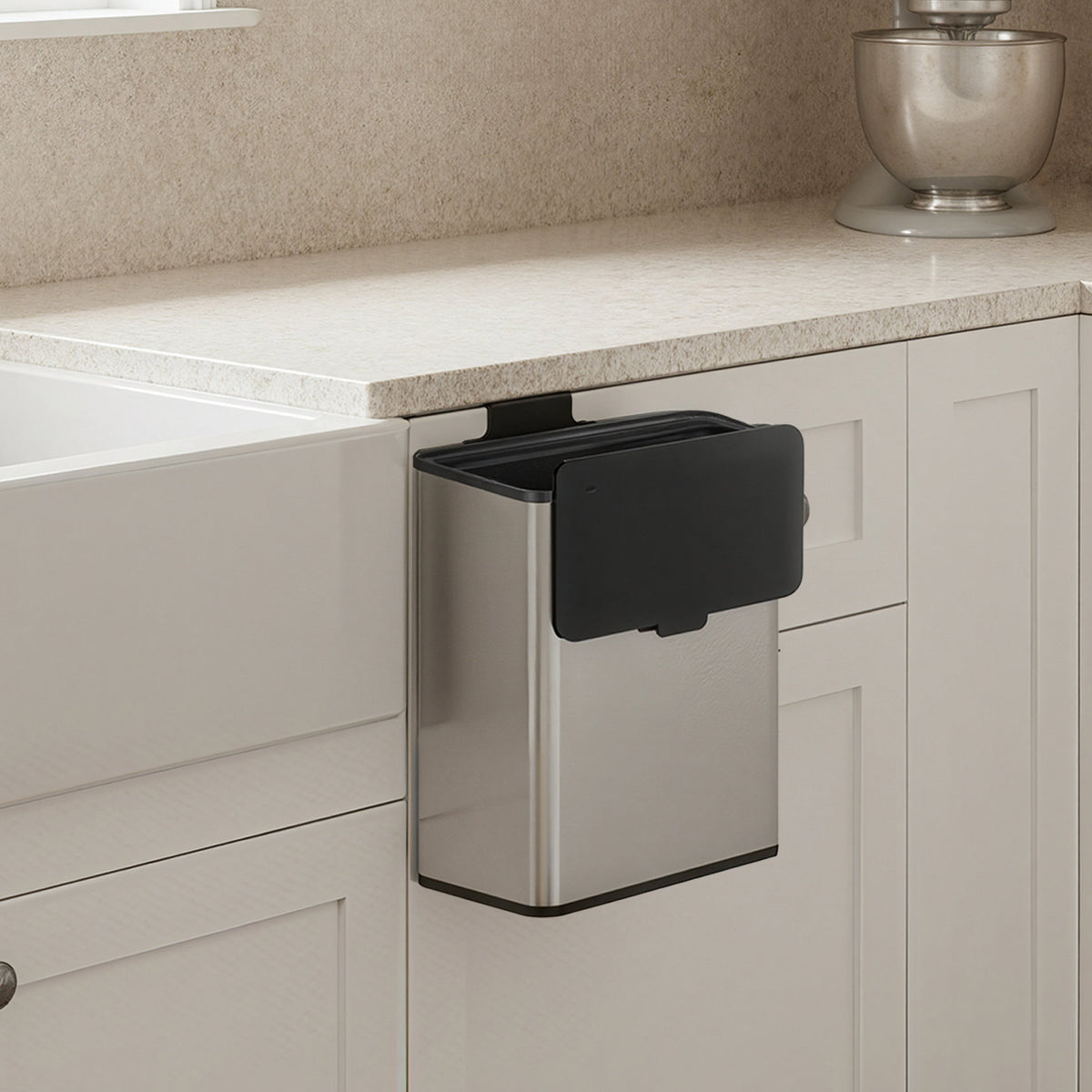2.1-Gallon, 8 L Hanging Kitchen Trash Can with Lid, Cupboard Door Hanging or Wall-Mounted - image 5