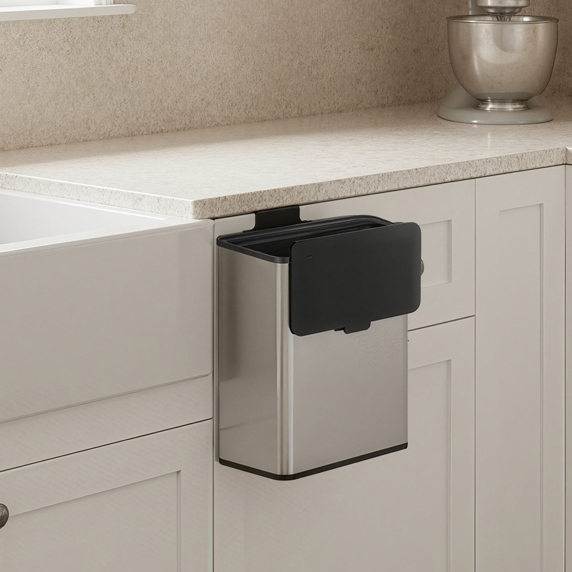 2.1-Gallon, 8 L Hanging Kitchen Trash Can with Lid, Cupboard Door Hanging or Wall-Mounted - image 5