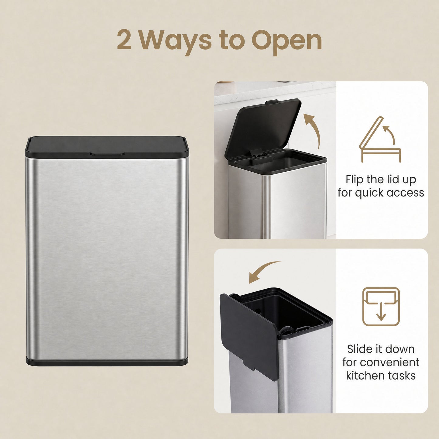 2.1-Gallon, 8 L Hanging Kitchen Trash Can with Lid, Cupboard Door Hanging or Wall-Mounted - image 6
