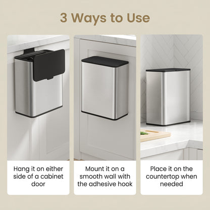 2.1-Gallon, 8 L Hanging Kitchen Trash Can with Lid, Cupboard Door Hanging or Wall-Mounted - image 8