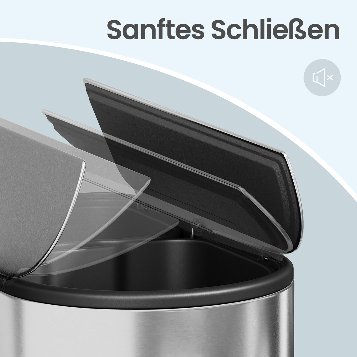 Dual Compartment Recycling Bin, 30L and 20L Pedal Kitchen Waste Bin with Slim Design, Wing Lids