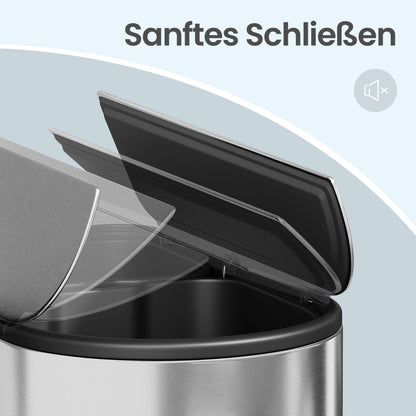 Dual Compartment Recycling Bin, 30L and 20L Pedal Kitchen Waste Bin with Slim Design, Wing Lids
