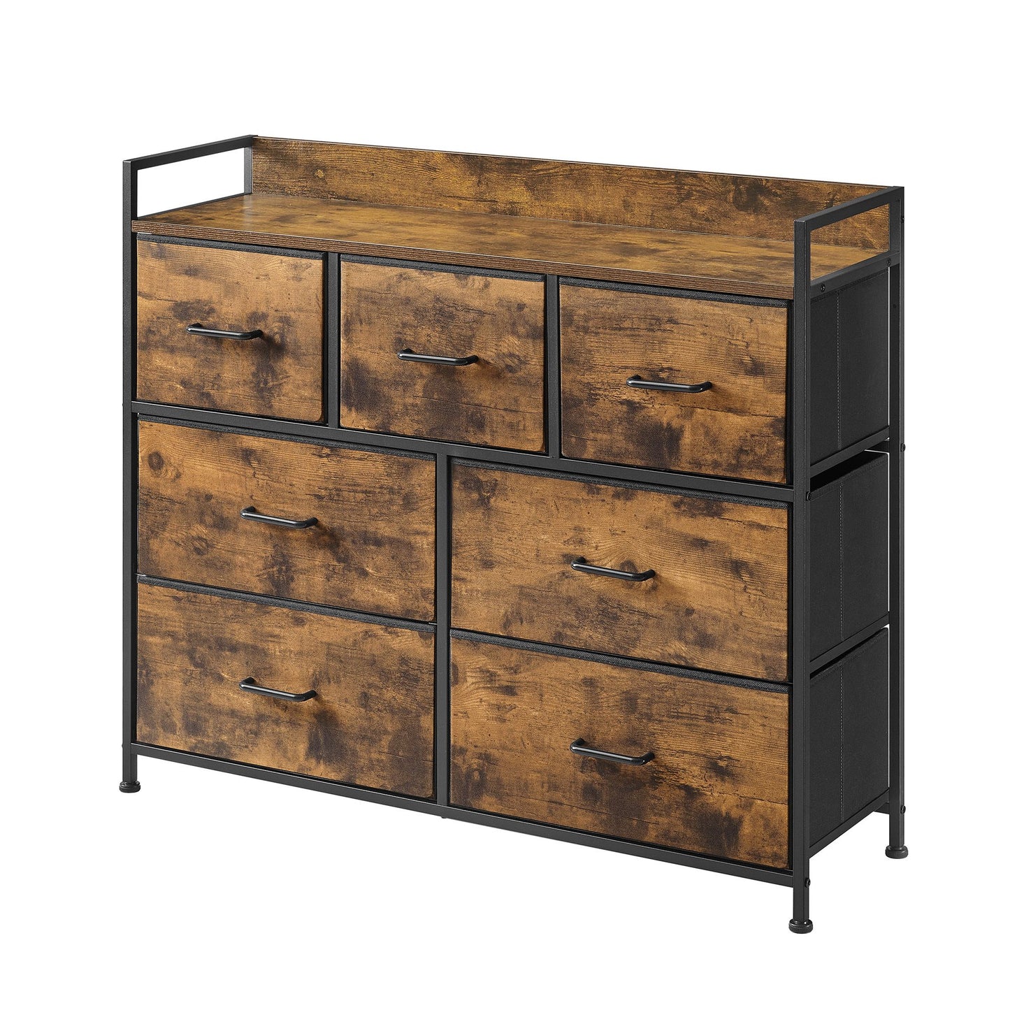 Dresser Cabinet with 7 Fabric Drawers, Metal Frame, Storage Organizer for Bedroom, Rustic Brown and Black - image 2