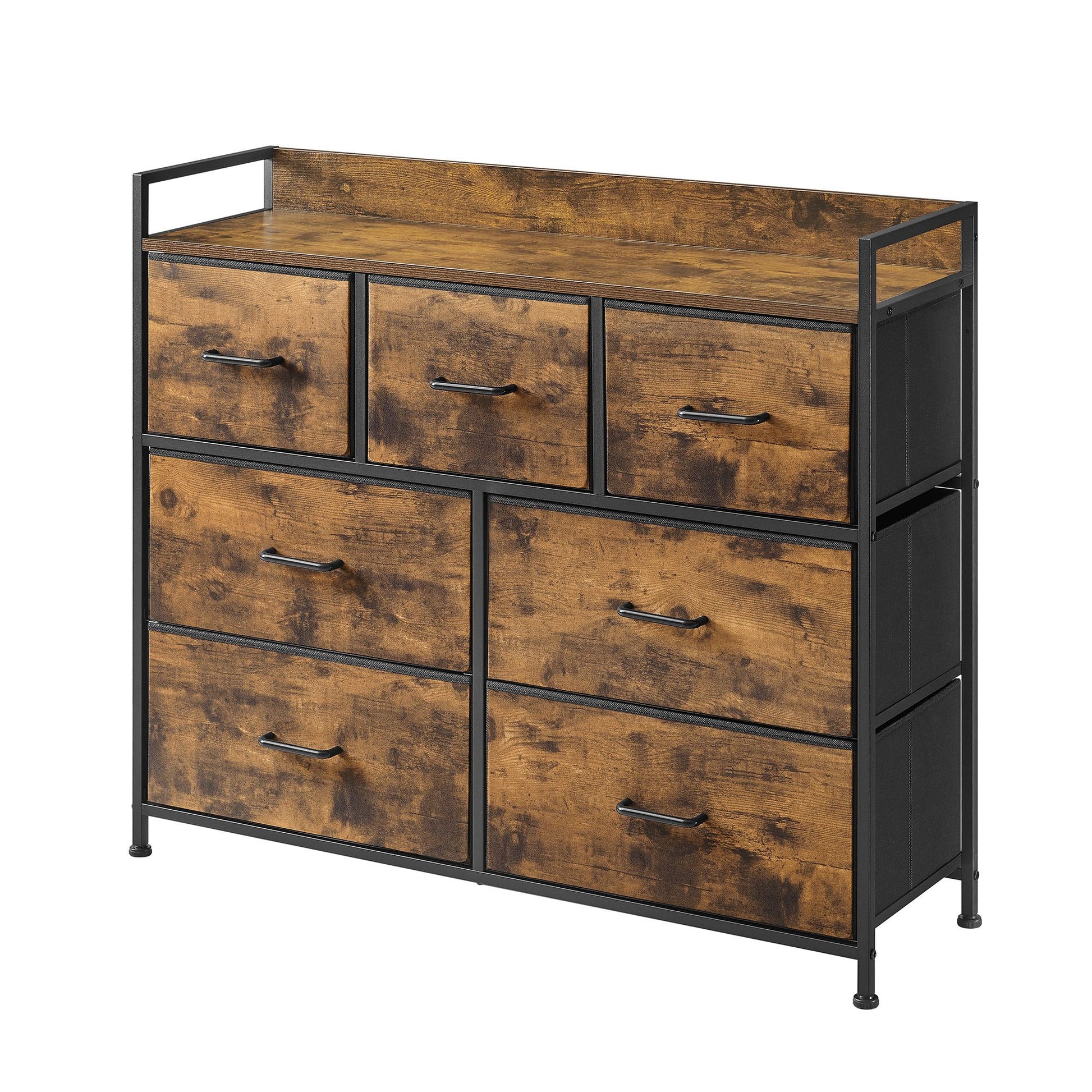 Dresser Cabinet with 7 Fabric Drawers, Metal Frame, Storage Organizer for Bedroom, Rustic Brown and Black - image 2