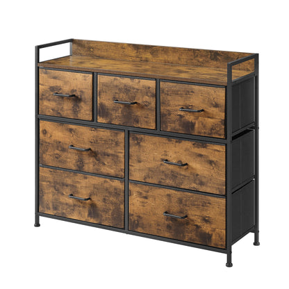 Dresser Cabinet with 7 Fabric Drawers, Metal Frame, Storage Organizer for Bedroom, Rustic Brown and Black - image 2