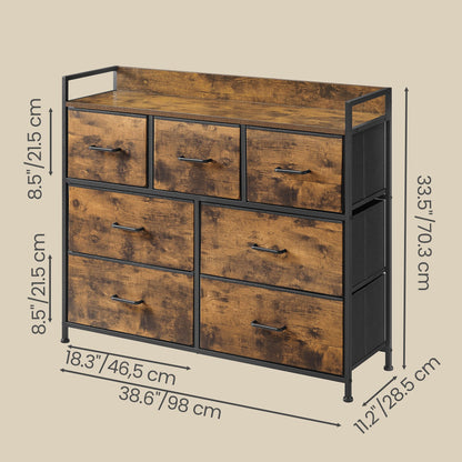 Dresser Cabinet with 7 Fabric Drawers, Metal Frame, Storage Organizer for Bedroom, Rustic Brown and Black - image 4