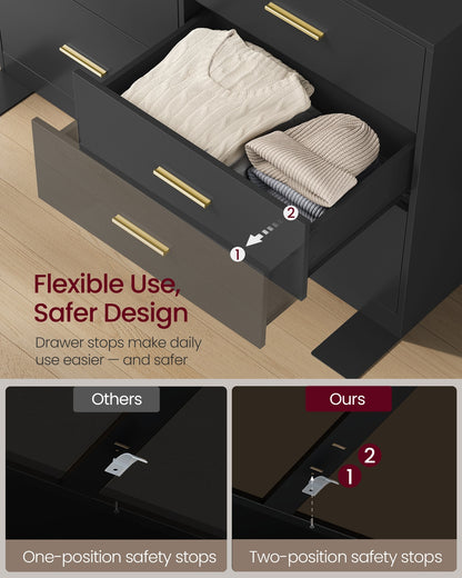 Dresser, 6-Drawer Chest, 15.8 x 46.9 x 30.7 Inches, Ink Black - image 4
