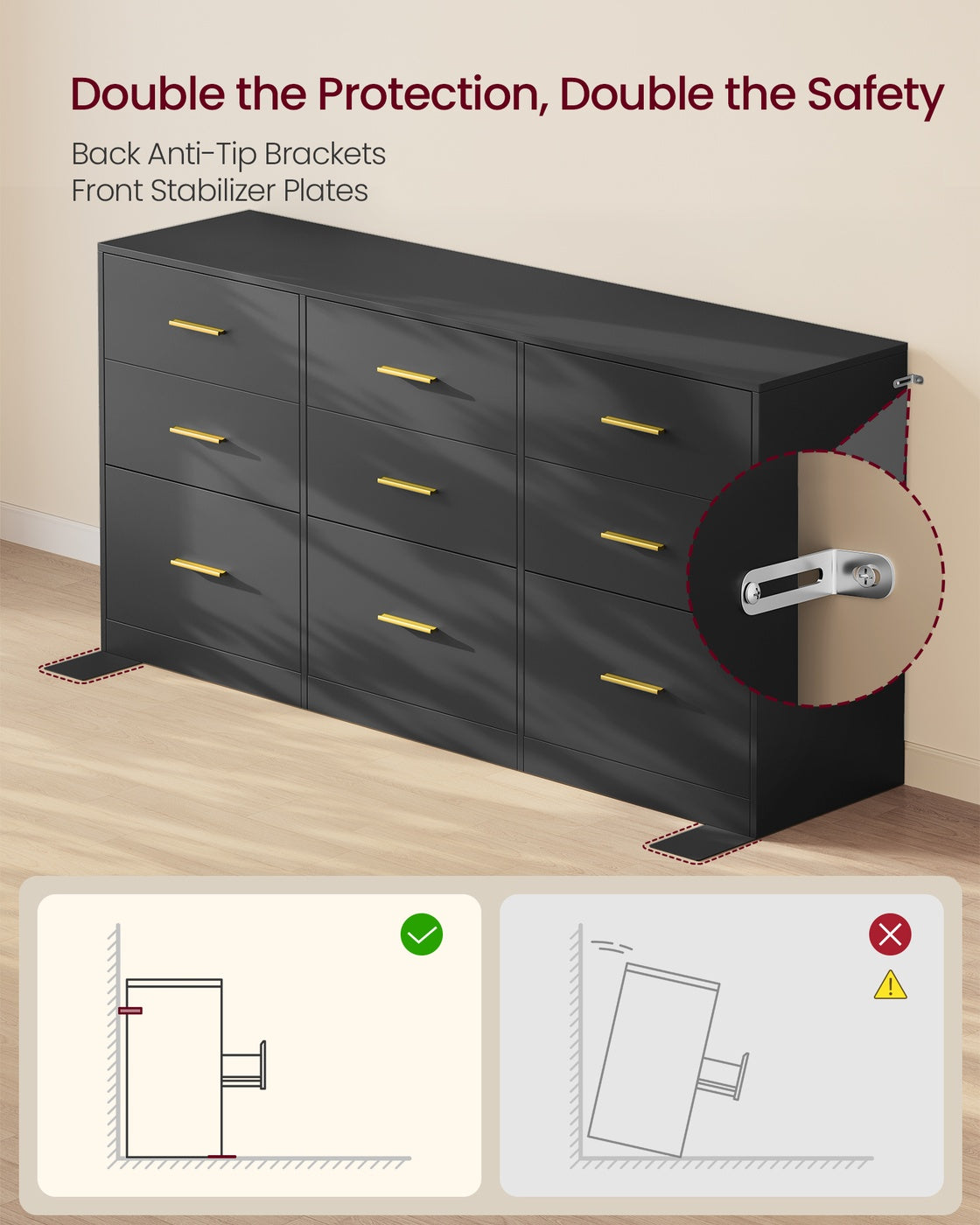 9 Drawer Dresser for Bedroom - image 12