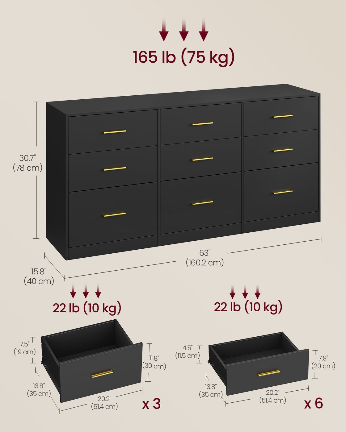 9 Drawer Dresser for Bedroom - image 14