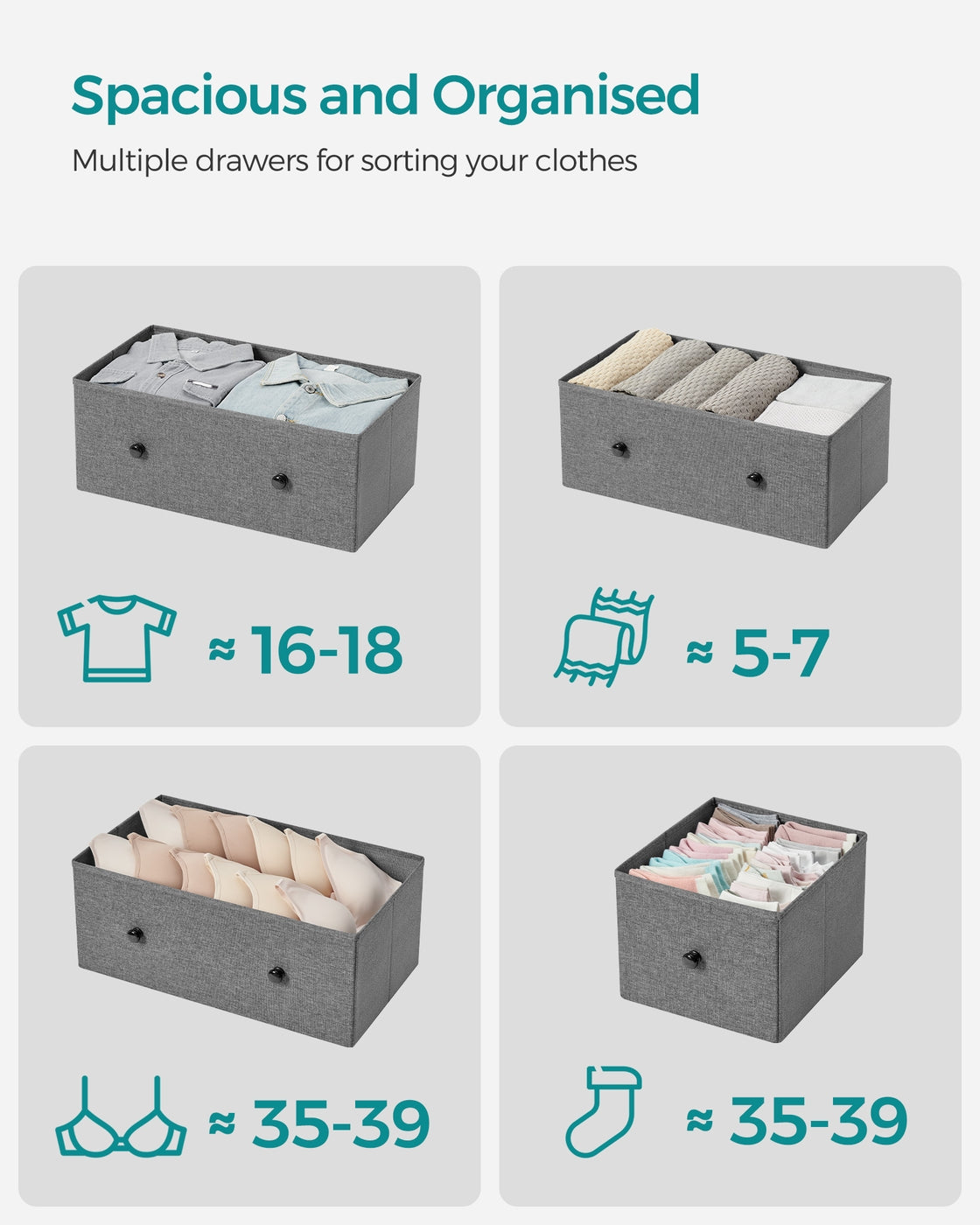 Fabric Chest of Drawers with Adjustable Feet - image 17