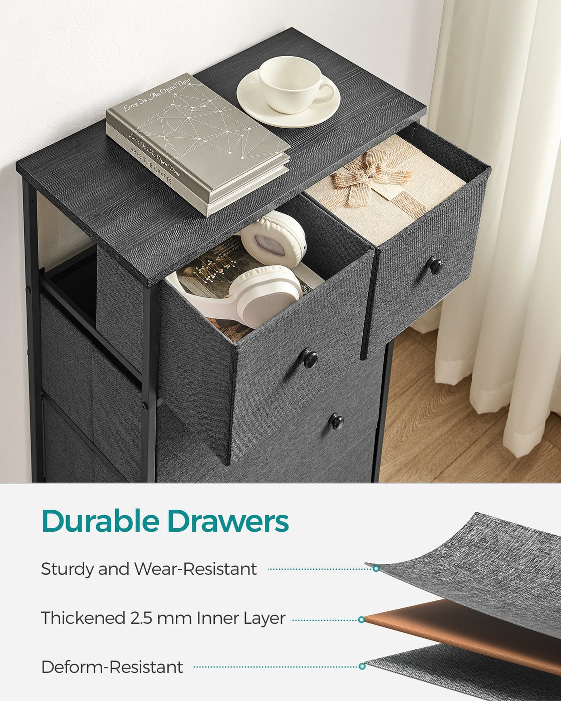 Fabric Chest of Drawers with Adjustable Feet - image 19