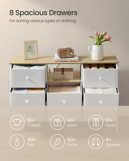 Fabric Dresser with Power Outlets and LED Lights